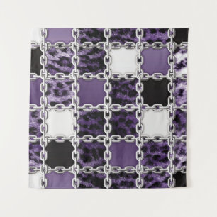 Tapiz Leopardo ultravioleta sin foco y cadena de plata