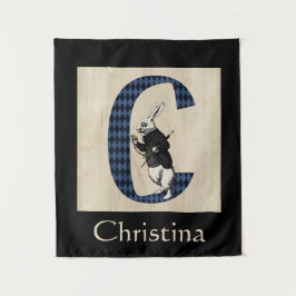 Tapiz Letra de conejo blanco de Wonderland C