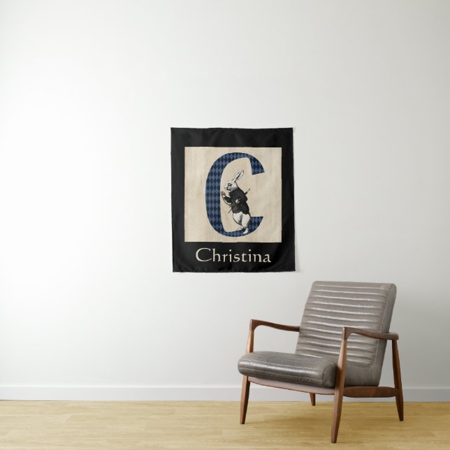 Tapiz Letra de conejo blanco de Wonderland C (In situ)