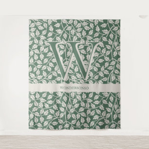 Tapiz Letra Flor Verde Esmeralda monograma editable
