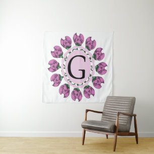 Tapiz Letra mayúscula G monograma floral