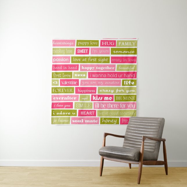 Tapiz Letras de amor rosas y verdes (In situ)