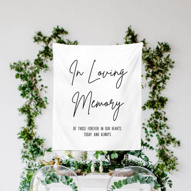 Tapiz Letras de Caligrafía en Memoria Blanca Señal de Bo (In Loving Memory Calligraphy White Wedding Sign Tapestry
)
