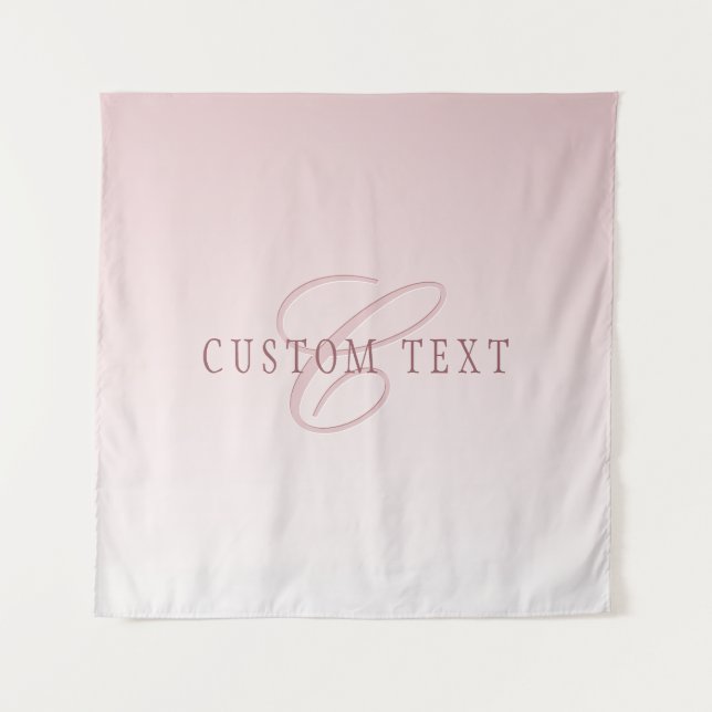 Tapiz Letras y monograma elegantes | Rosa Ombre (Anverso)
