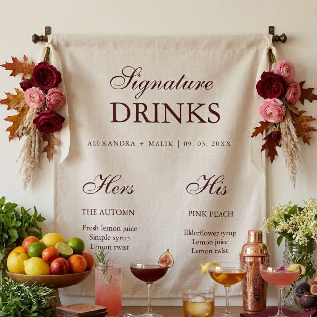 Tapiz Letrero de bebida característica de boda Burgundy (Subido por el creador)