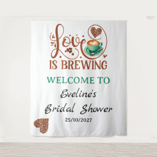 Tapiz Letrero de bienvenida con guión de corazón de café