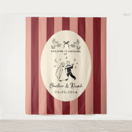 Tapiz Letrero de bienvenida de boda con garabatos a mano