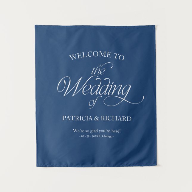 Tapiz Letrero de Bienvenida de Boda Minimalista Moderno  (Anverso)