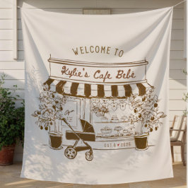 Tapiz Letrero de Bienvenida para Baby Shower Bebe Cafe,
