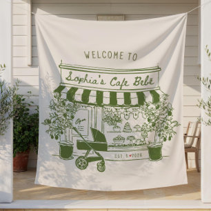 Tapiz Letrero de Bienvenida para Baby Shower Cafe Bebe, 