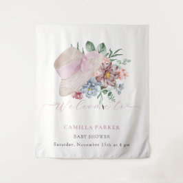 Tapiz Letrero de bienvenida para baby shower de niña con