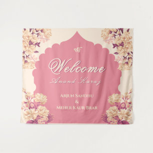 Tapiz Letrero de bienvenida para boda Sikh Bienvenida