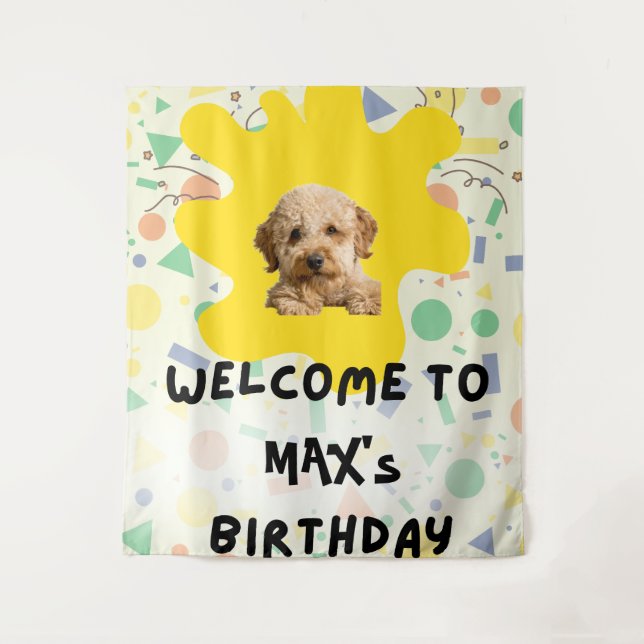 Tapiz Letrero de Bienvenida para el Primer Cumpleaños de (Anverso)