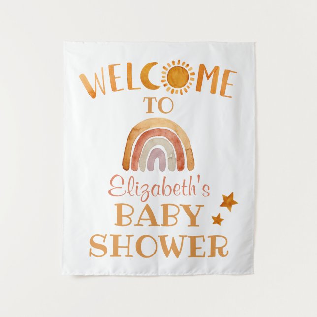 Tapiz Letrero de bienvenida Sol, Luna, Arcoíris y Estrel (Anverso)