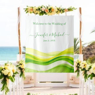 Tapiz Letrero de Boda Verde y Amarillo de Cítrico de Isl