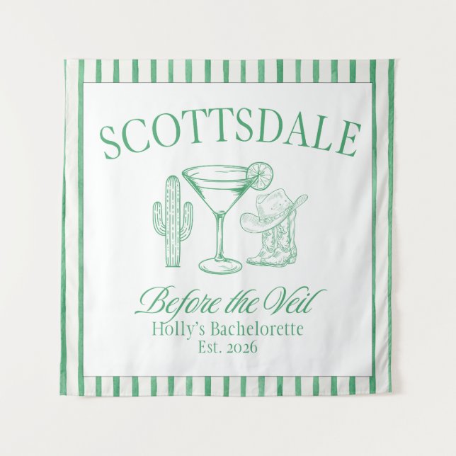 Tapiz Letrero de Despedida de Soltera en Scottsdale (Anverso)