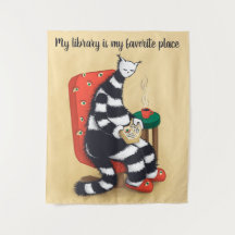 Leyendo biblioteca de diversiones de gatos