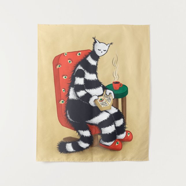 Tapiz Leyendo el amante del libro del gato (Anverso)