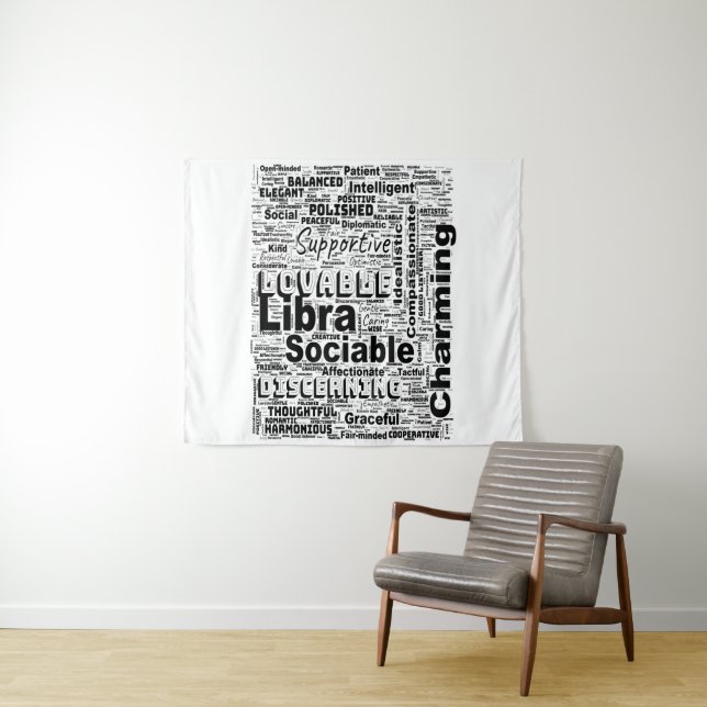 Tapiz Libra Zodiac Word Cloud Inspiración (In situ (horizontal))