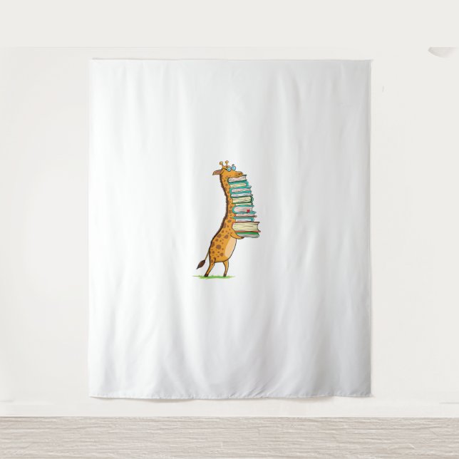 Tapiz Libro divertido leyendo jirafa me encanta mi bibli (Anverso)