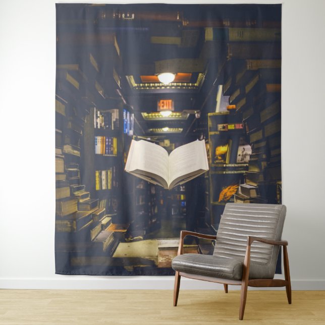 Tapiz Libros de biblioteca estantes libro abierto lectur (In situ)