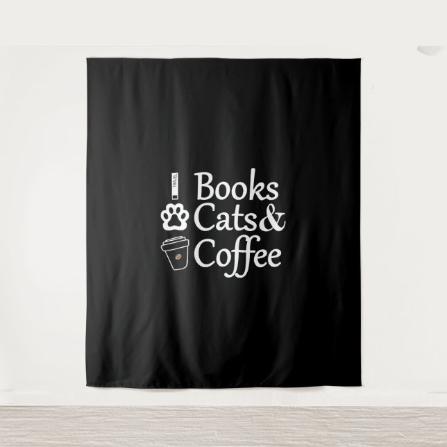 Tapiz Libros Gatos y Café (Anverso)