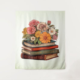 Tapiz Libros Retro de Flores Silvestres