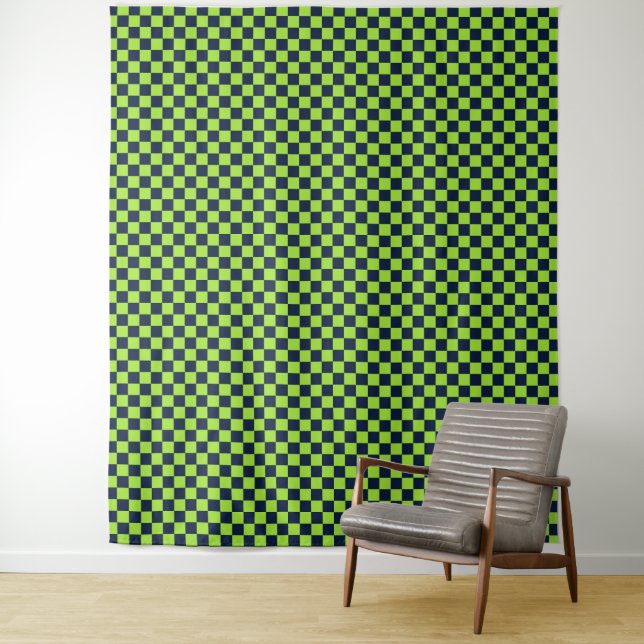 Tapiz Lime and navy checkerboard pattern (In situ)