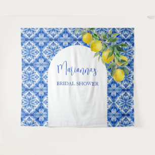 Tapiz Limón azul de azulejos que adorna el fondo de la d