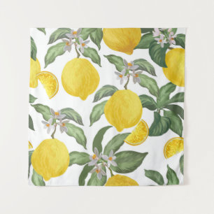Tapiz Limón: fruto tropical vintage sin soldadura