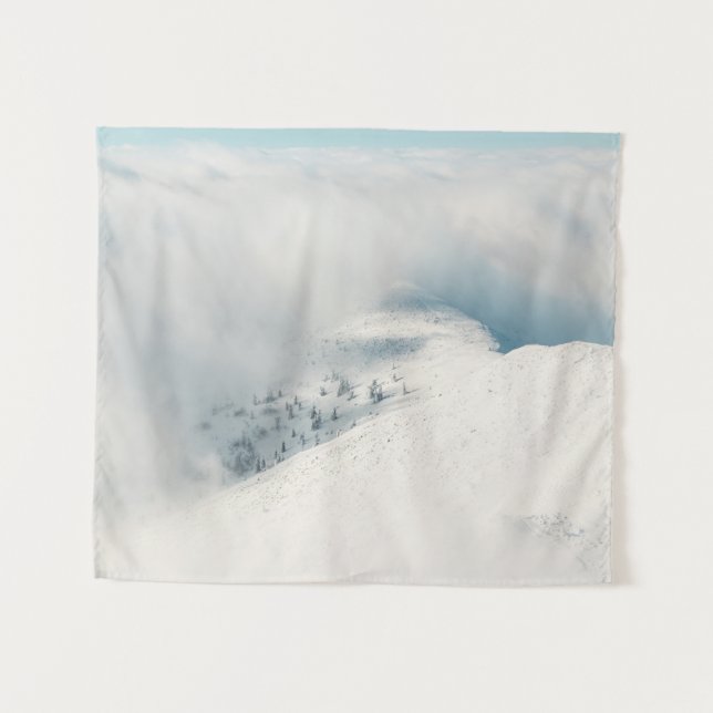 Tapiz Limpieza de nubes sobre montañas de bosques de abe (Anverso (horizontal))