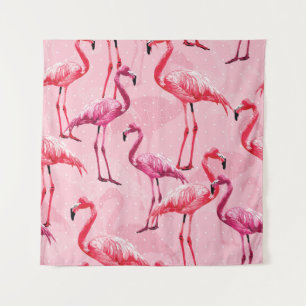 Tapiz Lindo Flamingo Bird Pink Seamless Pattern
