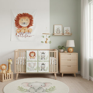 Tapiz Lindo león personalizado dibujado a mano para niño