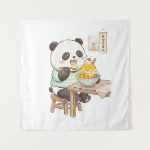 Tapiz Lindo Panda Comiendo Comida de Hielo Rallado de Ma