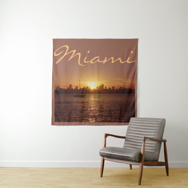 Tapiz Línea aérea de Miami al atardecer sin tu texto (In situ)