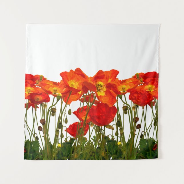 Tapiz Línea de amapolas rojas aisladasarte, fondo, belle (Anverso)