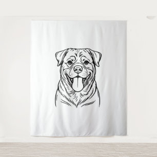 Tapiz Línea de arte Rottweiler Dog Line Art - Línea de a