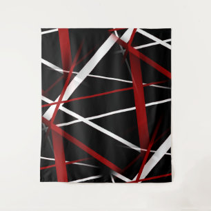Tapiz Línea Urbana Geometría Moderna Negro Blanco Rojo