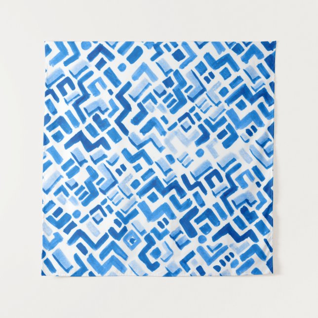 Tapiz Líneas de acuarela abstractas y patrón de rayas (Anverso)