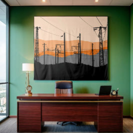 Tapiz Líneas de energía de silueta solar industrial