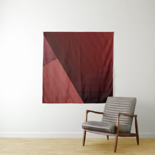 Tapiz Líneas geométricas de estilo retro rojo burgundi d