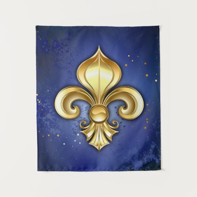 Tapiz Lirios de oro sobre azul (Anverso)