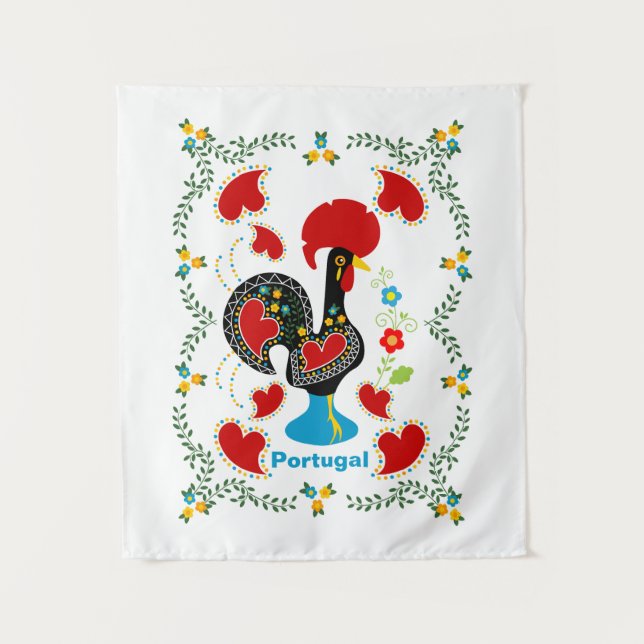 Tapiz Lista tradicional de Portugal en negro (Anverso)