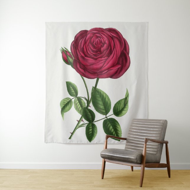 Tapiz Litografía de rosa antigua, François-Frédéric Grob (In situ)