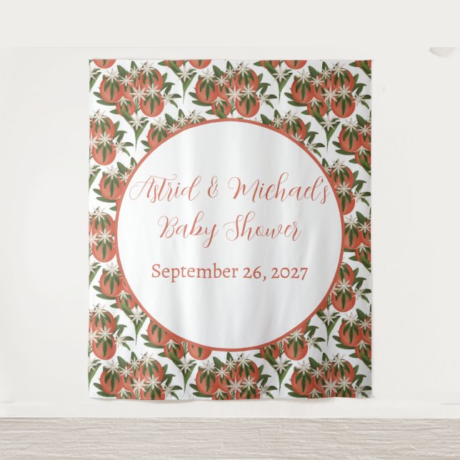 Tapiz Little Cutie Clementine Neutrine Baby Shower (Anverso)