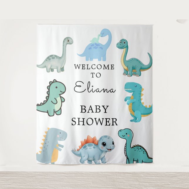 Tapiz Little Dinosaur Cute Baby Shower (Anverso)