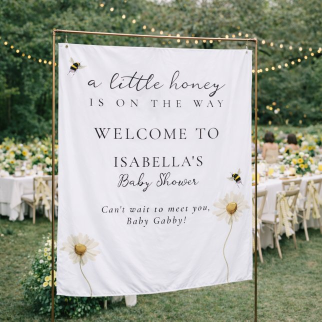Tapiz Little Honey Bee Baby Shower Fabric Welcome Sign (Subido por el creador)