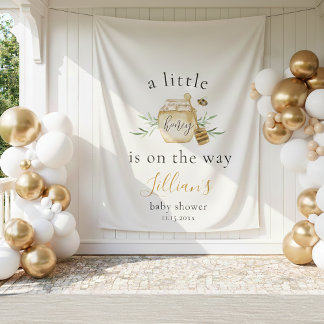 Tapiz Little Honey On The Way Bee Baby Shower Backdrop
