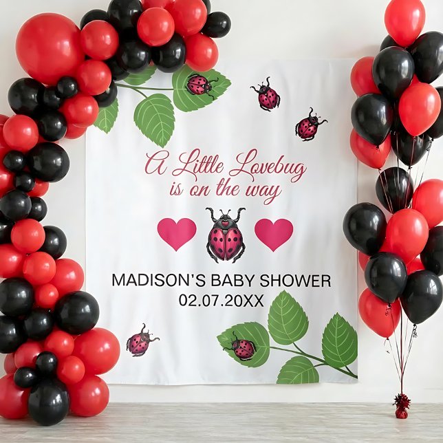 Tapiz Little Love Bug Is On The Way Ladybug Baby Shower (Subido por el creador)