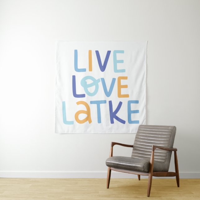 Tapiz Live Love Latke Hanukkah Design (In situ)